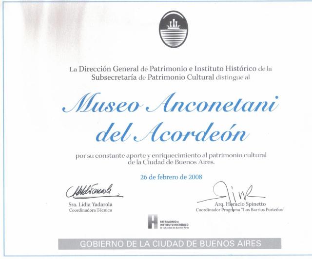 Reconocimiento al aporte al patrimonio cultural porteño.